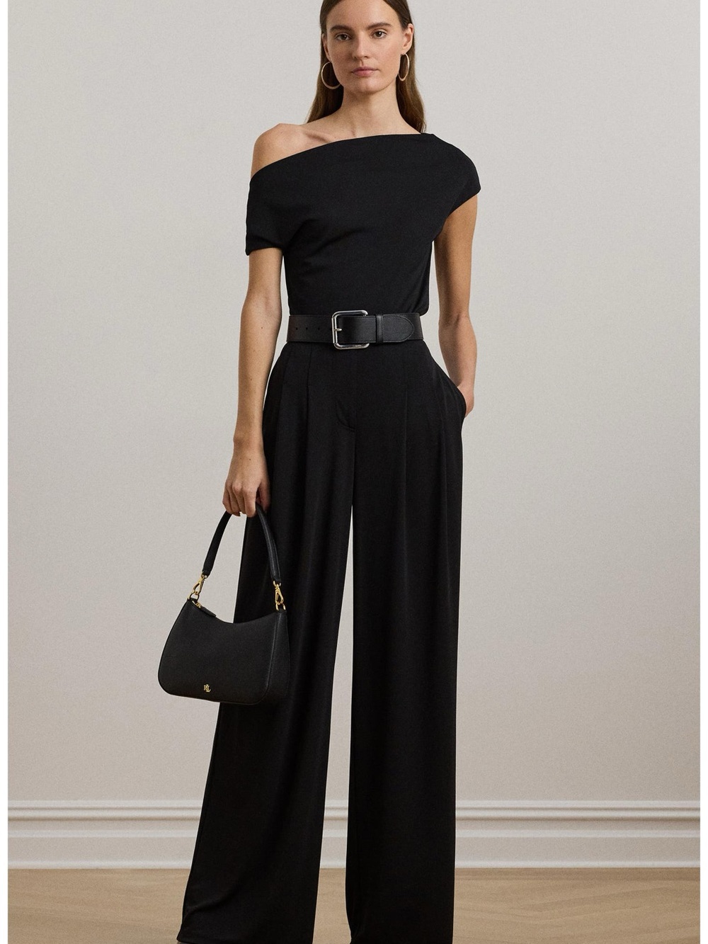 Lauren Ralph Lauren Black Wide-Leg Off-Shoulder Jumpsuit